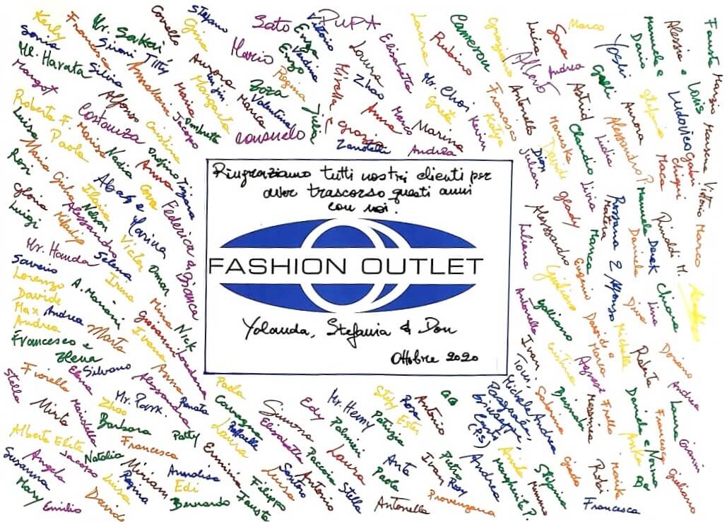 Ringraziamo tutti i nostri clienti per aver trascorso questi anni con noi! Fashion Outlet
